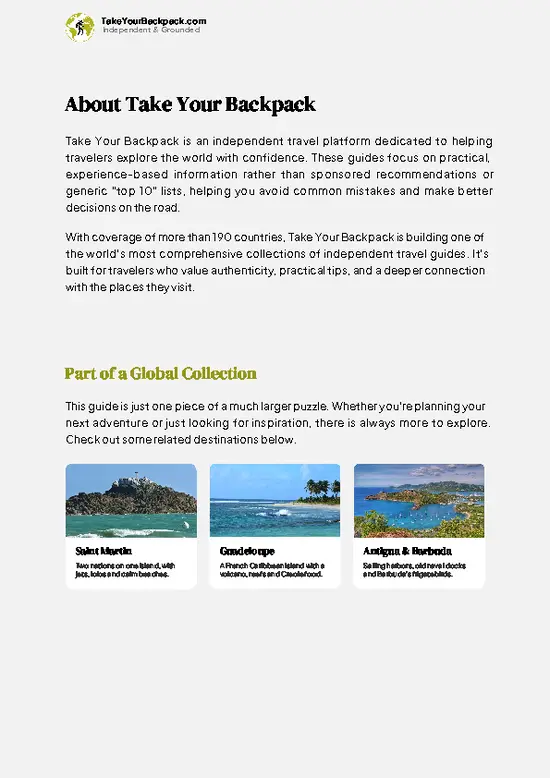 example page 1 from our offline Travel Guide for Saint Barthélemy
